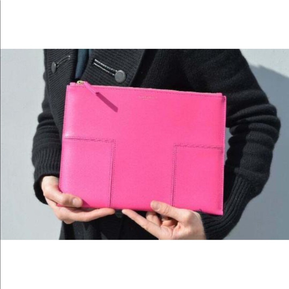 NWT Tory Burch Block Medium T Pouch- Crazy Pink